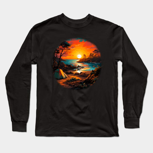 Wilderness camping Long Sleeve T-Shirt by Wolf Cove Creations